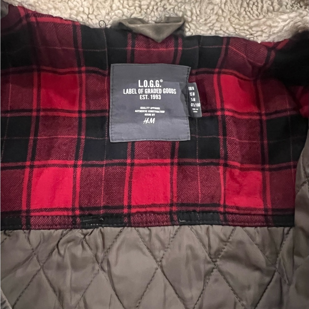 Men’s L.O.G.G. H&M Military Green Field Unisex Jacket w Hood - Picture 11 of 13